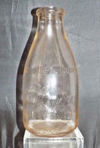Rare Biltmore Dairy Farms One Quart Milk Bottle Asheville Nc Approved 1950s