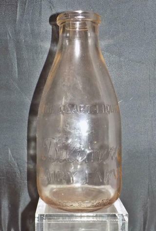 Rare Biltmore Dairy Farms One Quart Milk Bottle Asheville NC Approved 1950s 2