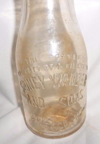 Vtg Sidney Wanzer And Sons Milk Dairy Bottle Pint Chicago Ill Il Trep Illinois 2