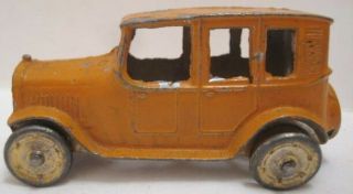 Colorful Antique Metal Tootsie Toy Auto 2 3/4 " Orange Touring Car 1920s