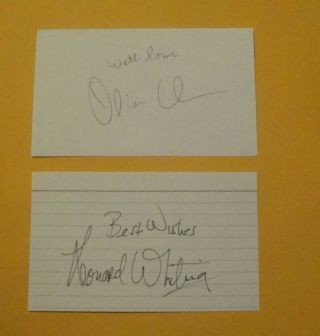 Leonard Whiting Signed & Olivia Hussey Signed Index Cards Romeo And Juliet