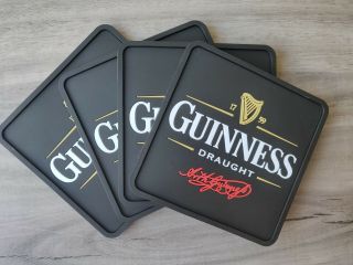 Set Of 4 Guinness Rubber Drink Coasters Bar Mat Runner