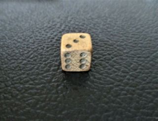 Very Old Early Vintage Old Single 1/2 " Wooden Dice (die) Antique