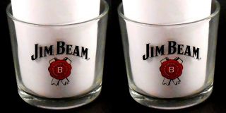 Jim Beam Vintage Cocktail Glasses Set Of 2 16 Oz Collectible Barware 4 " Wide