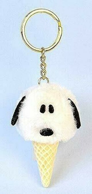 Peanuts Snoopy Face Mascot Stuffed Toy Key Ring Chain Ice Cream Corn Pre - Order