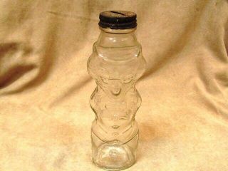 Vintage Clear Glass U - Bet Syrup Flavoring Fox Bottle Bank With Cap H.  Fox Co.