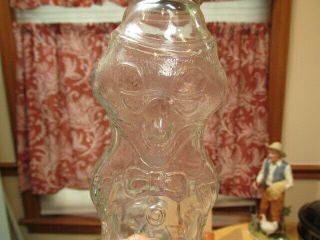 VINTAGE CLEAR GLASS U - BET SYRUP FLAVORING FOX BOTTLE BANK WITH CAP H.  FOX CO. 3