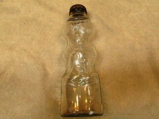 VINTAGE CLEAR GLASS U - BET SYRUP FLAVORING FOX BOTTLE BANK WITH CAP H.  FOX CO. 4