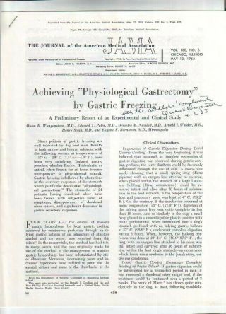 Dr.  Owen H.  Wangensteen Autographed Jama Article 1963 Minnesota Surgeon D.  81