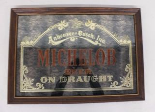 Vintage Anheuser - Busch Michelob Beer On Draught Framed Sign 18x26 " Look Man Cave