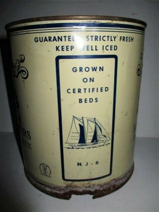 VINTAGE JERSEY ' S BEST OYSTER TIN CAN 1 GAL.  ROBBINS BROS.  PORT NORRIS NJ 6