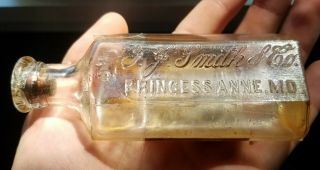 T.  J.  Smith&Co Princess Anne MD Labeled/Embossed Maryland Antique Medicine Bottle 2