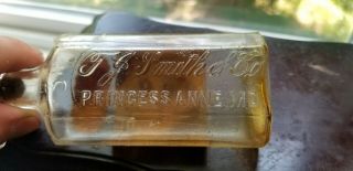 T.  J.  Smith&Co Princess Anne MD Labeled/Embossed Maryland Antique Medicine Bottle 3
