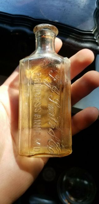 T.  J.  Smith&Co Princess Anne MD Labeled/Embossed Maryland Antique Medicine Bottle 5