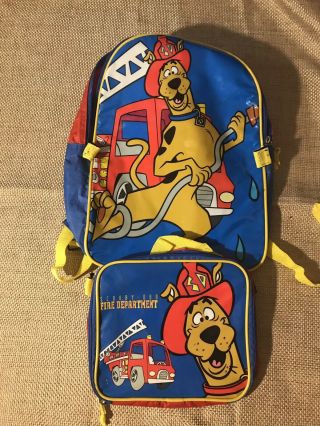 Vintage Scooby Doo Fire Department Backpack And Lunchbox,  Collectible