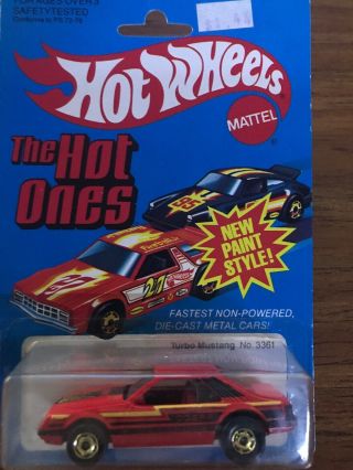Hot Wheels The Hot Ones 1979,  1981 Turbo Mustang Red In Blister.  Hong Kong.