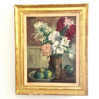 Moses Soyer (1899 - 1987),  Signed,  Floral Still Life,  Oil On Canvas