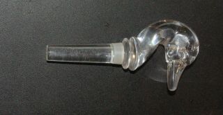 Crystal Glass Duck Head Decanter Stopper Liquor Wine Bottle 5 1/2 " L No Chips