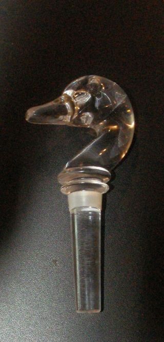 Crystal Glass Duck Head Decanter Stopper Liquor Wine Bottle 5 1/2 