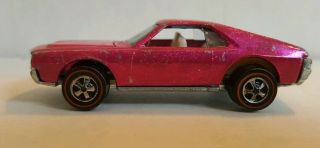 Hot Wheels Redline 1969 US Hot Pink Custom AMX with White Interior USA 6