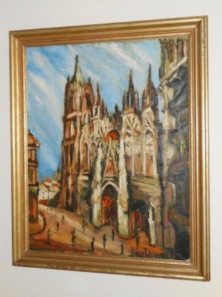 Pierre Dumont " La Cathedral De Rouen " France Oil Painting Early 1900 