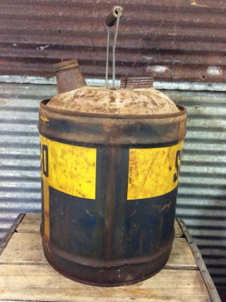 Vtg 40s 1946 Sunoco Oil Mercury Made 5 Gallon Oil Can Gas Service Station RARE 2