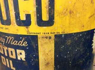 Vtg 40s 1946 Sunoco Oil Mercury Made 5 Gallon Oil Can Gas Service Station RARE 5
