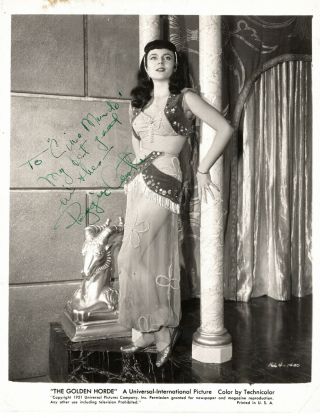 Actress Peggie Castle,  Vintage Signed Studio Pin - Up Photo.