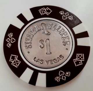 $1 Las Vegas Silver Slipper Coin Inlay Casino Chip - Smooth