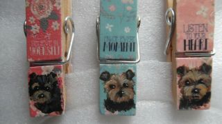 Yorkie Hand Painted Yorkshire Terrier 3 Treat Bag Clips