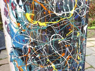Mid Century Modernist Abstract Jackson Pollock Style Drip Oil Painting 2