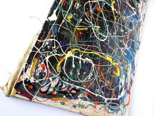 Mid Century Modernist Abstract Jackson Pollock Style Drip Oil Painting 3