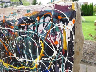 Mid Century Modernist Abstract Jackson Pollock Style Drip Oil Painting 6