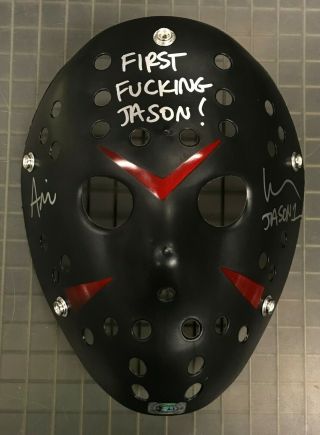 Ari Lehman Signed Jason Voorhees Friday The 13th Black Mask Auto W/ Hologram