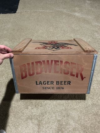 Anheuser Busch Budweiser Vintage Wooden Crate Box With Lid -