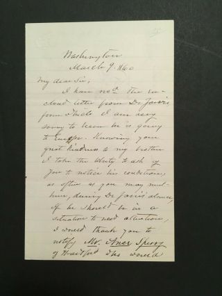 1860 James Dixon,  U.  S.  Senator,  Abraham Lincoln Friend,  Letter Signed