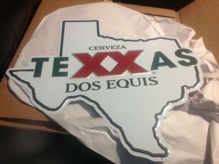 Texas Shape Dos Equis Xx Cerveza Metal Beer Sign