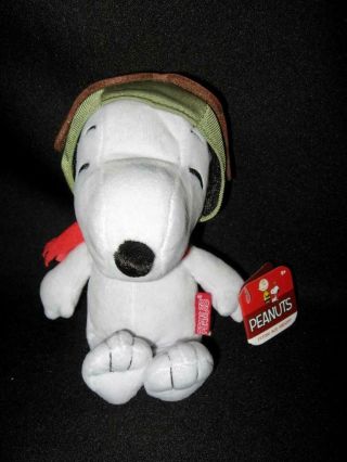 Nwt Plush Peanuts Flying Ace Snoopy Beanie Stuffed Animal By Just Play 2015 8 "