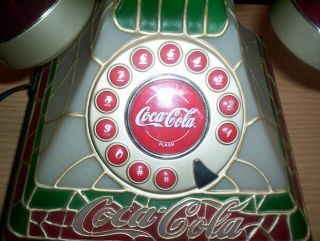 COCA COLA Phone Coke LIGHTED STAINED GLASS Look TELEPHONE Collectable 2