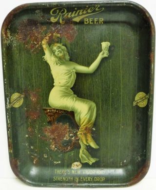 Antique Circa 1910 Rainier Beer Serving Tray Seattle Brewing & Malting Co.