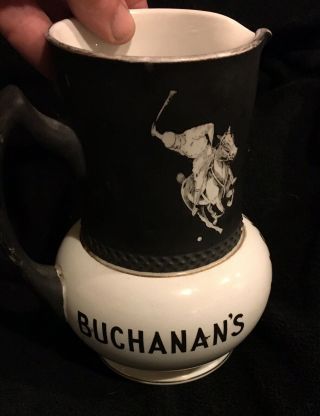 RARE EARLY BUCHANAN ' S BLACK & WHITE WHISKY ANTIQUE CERAMIC JUG PITCHER 6
