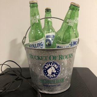 Rolling Rock Beer Sign,  Bar Sign,  Bucket Of Rocks