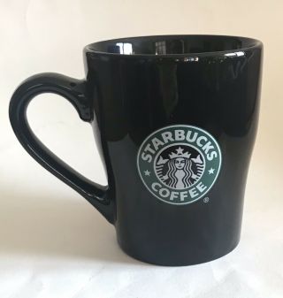 Starbucks 8oz Black Coffee Mug Green White Mermaid Logo 2008