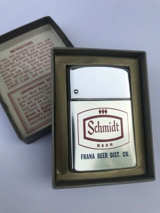 Nos 1960’s Schmidt Beer Cigarette Lighter - St Paul Mn Calmar Iowa
