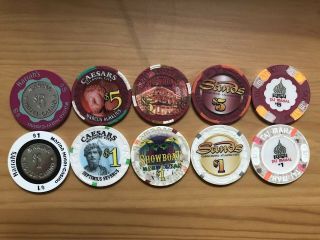Ac Casino Chips: $1 & $5 Chips 5 Casinos 10 Total Chips