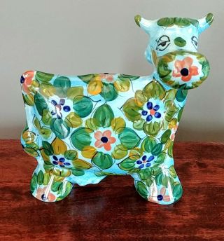Turov Hand Painted Limited Edition Ceramic Cow - Signed - Colorful - Circa 1999