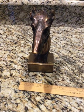 Vintage Brass Dachshund Weiner Dog Sculpture.  Art Piece.  Heavy Bust. 2