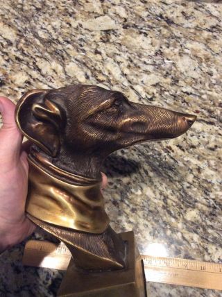 Vintage Brass Dachshund Weiner Dog Sculpture.  Art Piece.  Heavy Bust. 5