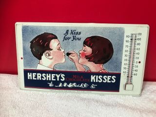 Vintage Hershey Kisses Advertising Thermometer Sign