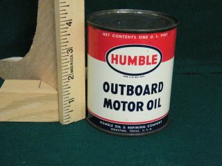 Vintage Rare Humble 50/1 Outboard Boat Motor Oil Can Full 16oz 2 Cycle